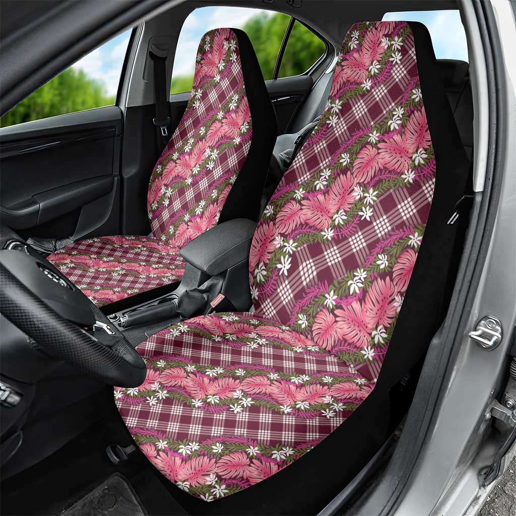 Polynesian Monstera Tiare Floral Car Seat Cover Fuchsia Tropical Plaid - Polynesian Pride