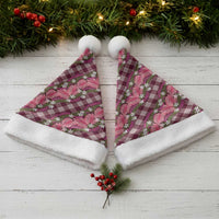 Polynesian Monstera Tiare Floral Christmas Santa Hat Fuchsia Tropical Plaid - Polynesian Pride