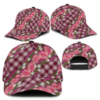 Polynesian Monstera Tiare Floral Classic Cap Fuchsia Tropical Plaid - Polynesian Pride