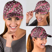 Polynesian Monstera Tiare Floral Classic Cap Fuchsia Tropical Plaid - Polynesian Pride