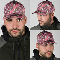 Polynesian Monstera Tiare Floral Classic Cap Fuchsia Tropical Plaid - Polynesian Pride