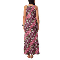 Polynesian Monstera Tiare Floral Family Matching Tank Maxi Dress and Hawaiian Shirt Fuchsia Tropical Plaid - Polynesian Pride