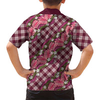 Polynesian Monstera Tiare Floral Hawaiian Shirt Fuchsia Tropical Plaid - Polynesian Pride