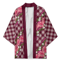 Polynesian Monstera Tiare Floral Kimono Fuchsia Tropical Plaid - Polynesian Pride