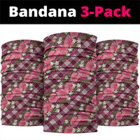 Polynesian Monstera Tiare Floral Neck Gaiter Fuchsia Tropical Plaid - Polynesian Pride