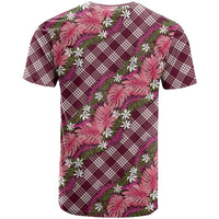 Polynesian Monstera Tiare Floral T Shirt Fuchsia Tropical Plaid - Polynesian Pride