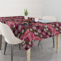 Polynesian Monstera Tiare Floral Tablecloth Fuchsia Tropical Plaid - Polynesian Pride
