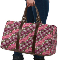 Polynesian Monstera Tiare Floral Travel Bag Fuchsia Tropical Plaid - Polynesian Pride