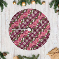 Polynesian Monstera Tiare Floral Tree Skirt Fuchsia Tropical Plaid - Polynesian Pride