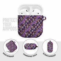 Polynesian Monstera Tiare Floral AirPods Case Lavender Tropical Plaid - Polynesian Pride