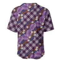 Polynesian Monstera Tiare Floral Baseball Jersey Lavender Tropical Plaid - Polynesian Pride