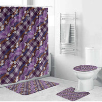 Polynesian Monstera Tiare Floral Bathroom Set Lavender Tropical Plaid - Polynesian Pride