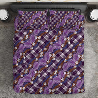 Polynesian Monstera Tiare Floral Bedding Set Lavender Tropical Plaid - Polynesian Pride