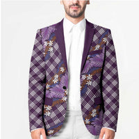 Polynesian Monstera Tiare Floral Blazer Lavender Tropical Plaid - Polynesian Pride