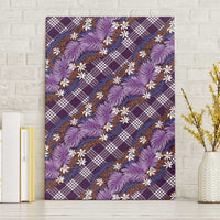 Polynesian Monstera Tiare Floral Canvas Wall Art Lavender Tropical Plaid - Polynesian Pride