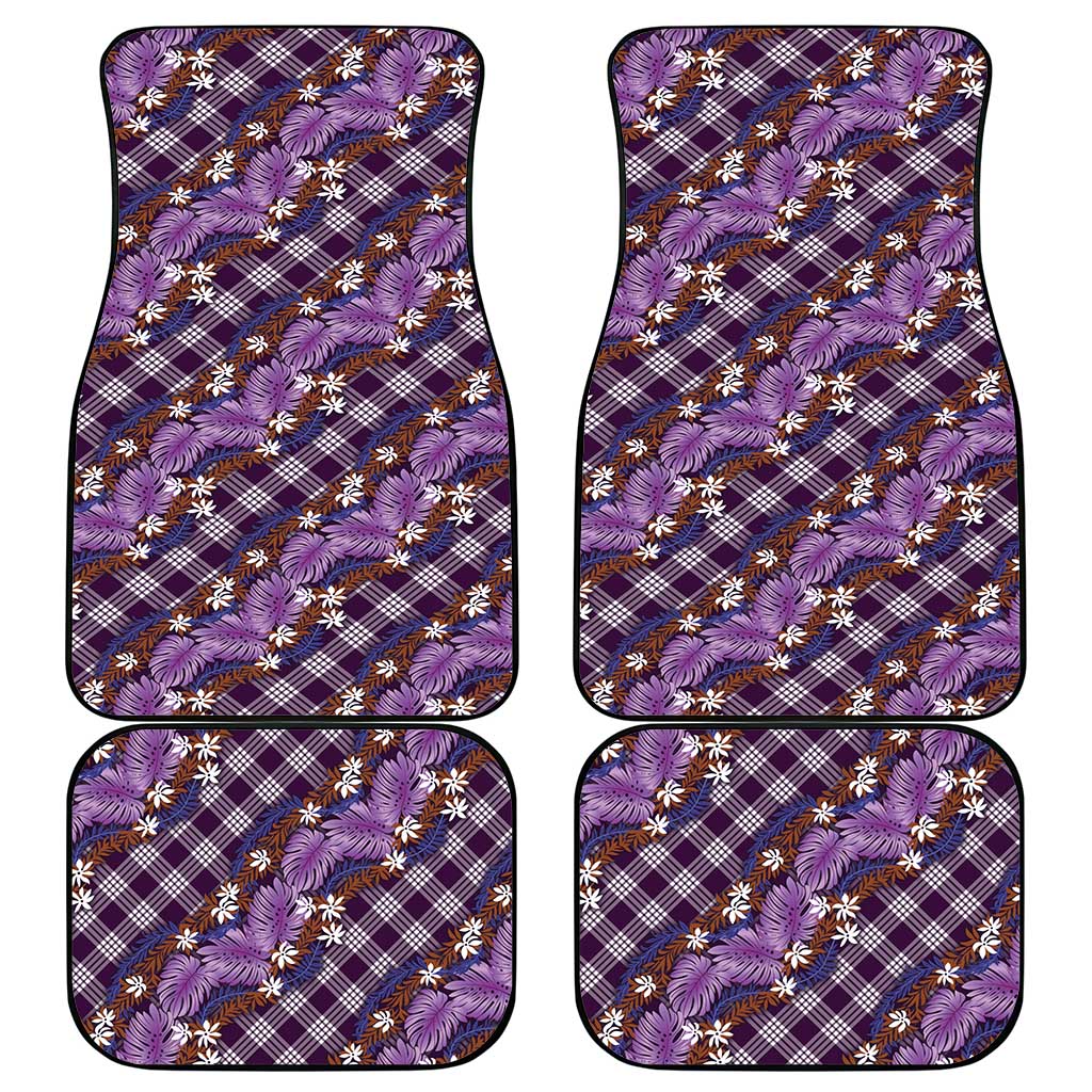 Polynesian Monstera Tiare Floral Car Mats Lavender Tropical Plaid - Polynesian Pride