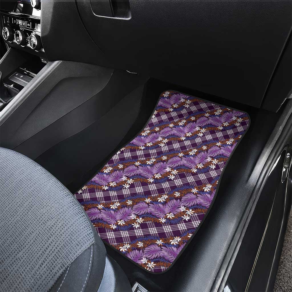 Polynesian Monstera Tiare Floral Car Mats Lavender Tropical Plaid - Polynesian Pride