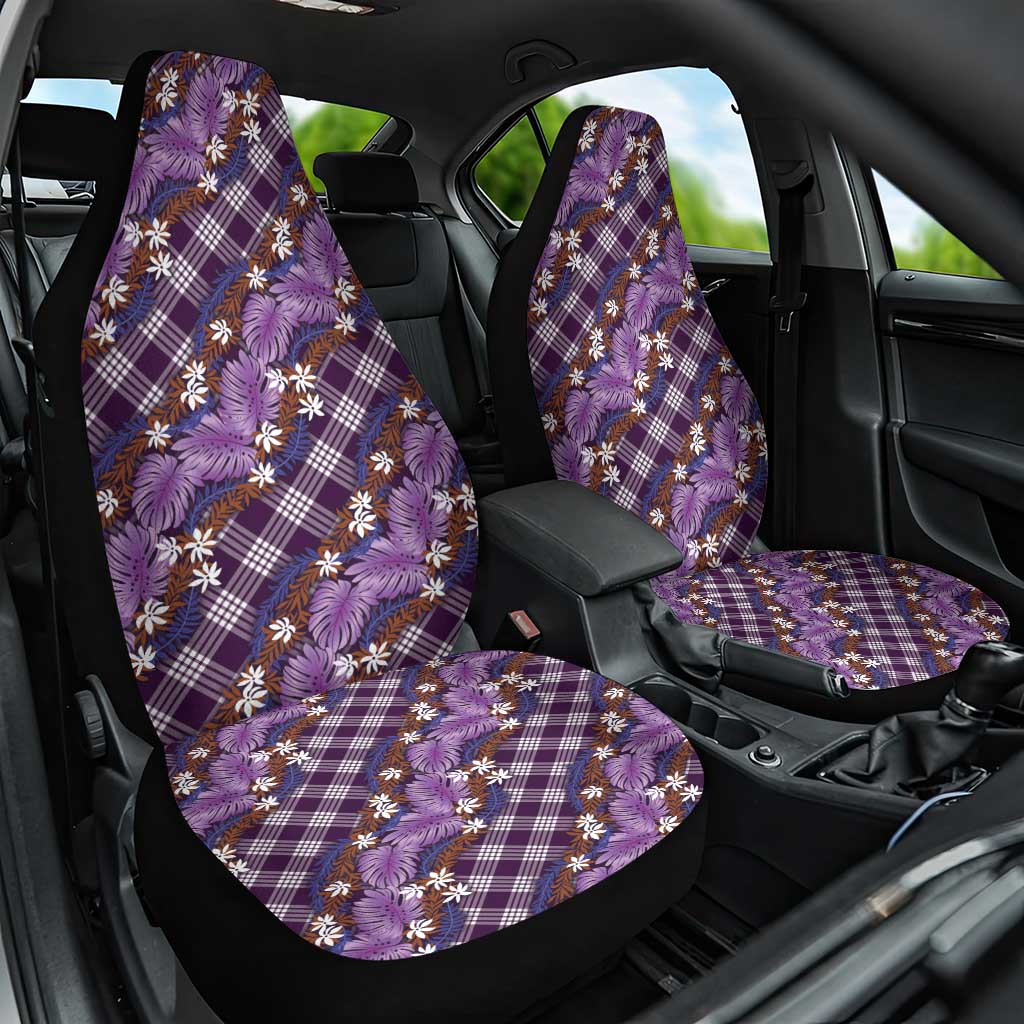Polynesian Monstera Tiare Floral Car Seat Cover Lavender Tropical Plaid - Polynesian Pride