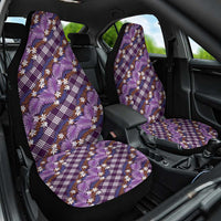 Polynesian Monstera Tiare Floral Car Seat Cover Lavender Tropical Plaid - Polynesian Pride