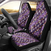 Polynesian Monstera Tiare Floral Car Seat Cover Lavender Tropical Plaid - Polynesian Pride