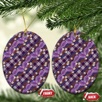 Polynesian Monstera Tiare Floral Ceramic Ornament Lavender Tropical Plaid - Polynesian Pride