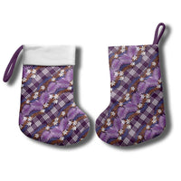 Polynesian Monstera Tiare Floral Christmas Stocking Lavender Tropical Plaid - Polynesian Pride