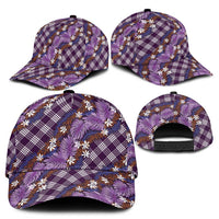 Polynesian Monstera Tiare Floral Classic Cap Lavender Tropical Plaid - Polynesian Pride