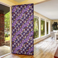 Polynesian Monstera Tiare Floral Door Cover Lavender Tropical Plaid - Polynesian Pride
