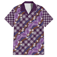 Polynesian Monstera Tiare Floral Family Matching Summer Maxi Dress and Hawaiian Shirt Lavender Tropical Plaid - Polynesian Pride