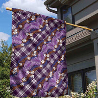 Polynesian Monstera Tiare Floral Garden Flag Lavender Tropical Plaid - Polynesian Pride