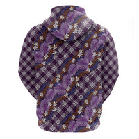 Polynesian Monstera Tiare Floral Hoodie Lavender Tropical Plaid - Polynesian Pride