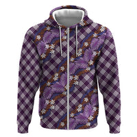 Polynesian Monstera Tiare Floral Hoodie Lavender Tropical Plaid - Polynesian Pride
