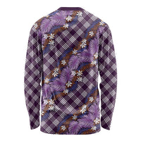 Polynesian Monstera Tiare Floral Long Sleeve Shirt Lavender Tropical Plaid - Polynesian Pride
