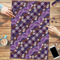 Polynesian Monstera Tiare Floral Puzzle Lavender Tropical Plaid - Polynesian Pride
