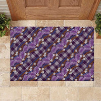 Polynesian Monstera Tiare Floral Rubber Doormat Lavender Tropical Plaid - Polynesian Pride