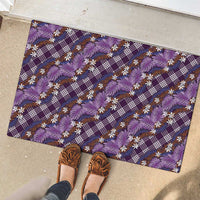 Polynesian Monstera Tiare Floral Rubber Doormat Lavender Tropical Plaid - Polynesian Pride