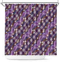 Polynesian Monstera Tiare Floral Shower Curtain Lavender Tropical Plaid - Polynesian Pride