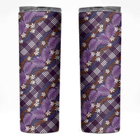Polynesian Monstera Tiare Floral Skinny Tumbler Lavender Tropical Plaid - Polynesian Pride