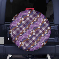 Polynesian Monstera Tiare Floral Spare Tire Cover Lavender Tropical Plaid - Polynesian Pride