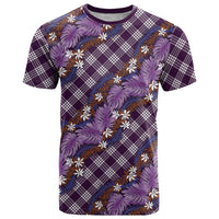 Polynesian Monstera Tiare Floral T Shirt Lavender Tropical Plaid - Polynesian Pride