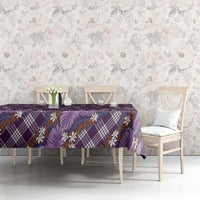 Polynesian Monstera Tiare Floral Tablecloth Lavender Tropical Plaid - Polynesian Pride