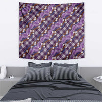 Polynesian Monstera Tiare Floral Tapestry Lavender Tropical Plaid - Polynesian Pride