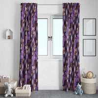 Polynesian Monstera Tiare Floral Window Curtain Lavender Tropical Plaid - Polynesian Pride