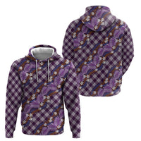 Polynesian Monstera Tiare Floral Zip Hoodie Lavender Tropical Plaid - Polynesian Pride