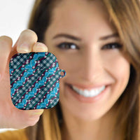 Polynesian Monstera Tiare Floral AirPods Case Dark Teal Tropical Plaid - Polynesian Pride