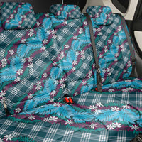 Polynesian Monstera Tiare Floral Back Car Seat Cover Dark Teal Tropical Plaid - Polynesian Pride
