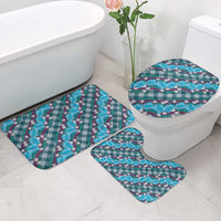 Polynesian Monstera Tiare Floral Bathroom Set Dark Teal Tropical Plaid - Polynesian Pride