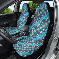 Polynesian Monstera Tiare Floral Car Seat Cover Dark Teal Tropical Plaid - Polynesian Pride