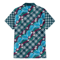Polynesian Monstera Tiare Floral Family Matching Mermaid Dress and Hawaiian Shirt Dark Teal Tropical Plaid - Polynesian Pride