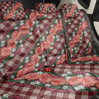 Polynesian Monstera Tiare Floral Back Car Seat Cover Burgundy Tropical Plaid - Polynesian Pride